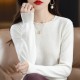 Soft glutinous casual lace round neck bottom shirt  Women's long-sleeved sweater  Wholesale of loose knitwear