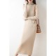 Ultra-long knee-length pile neck pure wool knitted skirt  Wholesale of sweaters and dresses in autumn and winter