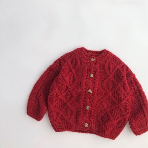 Christmas winter 3/4 children's sweater Men's and girls' patterned knitted cardigan