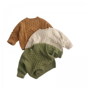 Thick children's fried dough twist sweater autumn and winter long sleeved cotton sweater round neck