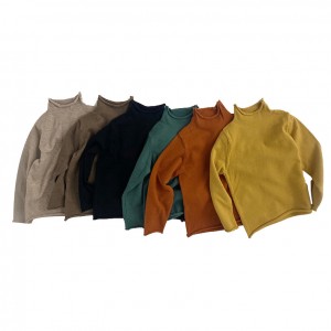 Autumn and winter children's knitting bottom shirt long sleeve  Korean version of solid color turtleneck sweater