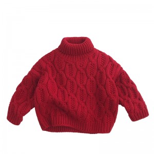 Winter children's high-neck sweater  Thickened long-sleeved pullover  Acrylic sweater coat