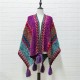  Новая национальная шаль накидка кардиган свитер шарф. Цветной свободный ретро - ветер полосатый трикотаж пиджак 
