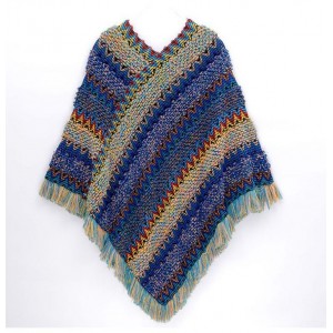 New national style shawl pullover  sweater scarf  Colored loose vintage striped sweater shawl