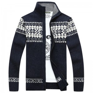 Men's autumn and winter Korean long-sleeved sweater Slim standing collar casual knitted cardigan coat