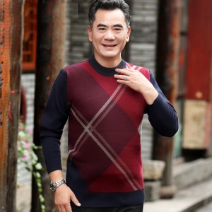 Thickened men's pullover sweater Autumn and winter leisure middle-aged long-sleeved sweater for warmth