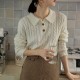 POLO neck sweater Women's spring and autumn new cashmere lapel knitting Wool bottom coat