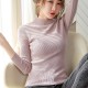 High neck pullover with bottom Long sleeved spring wear sweater Women's solid color sweater