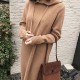 Autumn/Winter New Hooded Mid Length Sweater Dress Women's solid color bottom knitted skirt