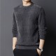 Middle-aged and elderly people's round neck sweater Winter New Korean Men's Thickened Warm Sweater loose coat