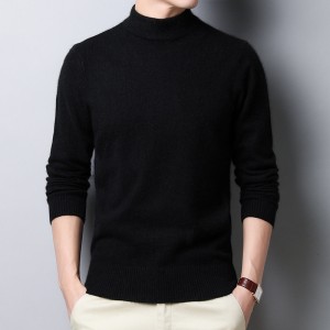 Autumn and Winter Pullover Men's Thickened Half High Neck Sweater Solid color knitted bottom imitation wool sweater long sleeve
