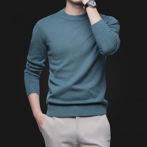 Men's Korean Slim Fit Solid Color T-Shirt Casual Round Neck Long Sleeve Sweater
