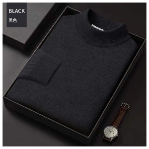 Men's half high neck sweater sweater Solid color pullover underlay knit for warmth and thickening