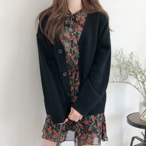 Knitted cardigan coat Women's new short spring and autumn loose knit sweater