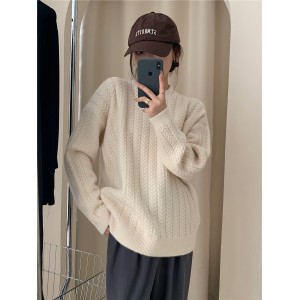Women's round neck pullover thickened sweater Autumn and Winter Leisure Knitwear loose coat