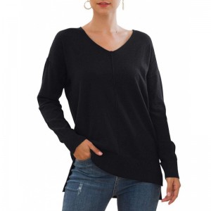 New Women's Pullover V-neck Batwing Sleeve Knitted Long Sleeve Sweater