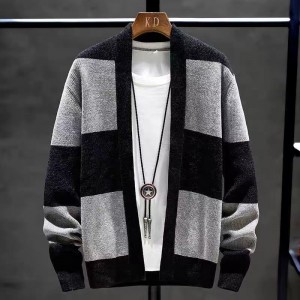Men's new style sweater Thickened knit Cardigan Long sleeved coat