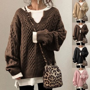 New Sweater Knitting in Europe and America Fried Dough Twists pattern sweater casual sweater coat