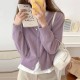  Чисто - цветное короткое вязание Свободный внешний Пиджак Женский свитер 