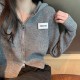  Короткий свитер конфетного цвета Женская трикотажная рубашка на молнии Пальто 
