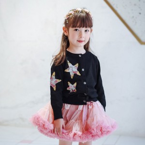  Европейский ветер Осень и зима для девочек Галстук принцессы Детские звёздные трикотажные рубашки Свитер Пальто 