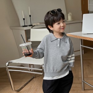  Весенний детский свитер Мальчик вязаный кардиган Малыш Поло рубашка 